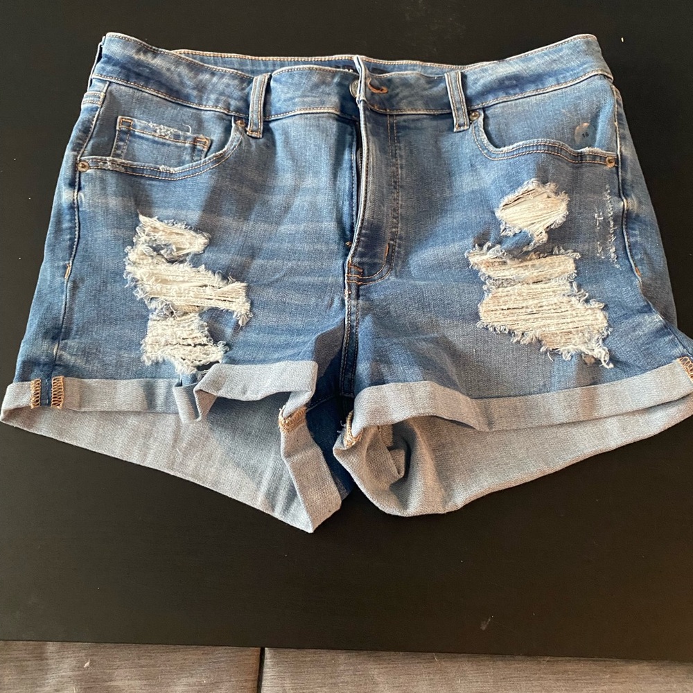 Aeropostale High Rise Midi Denim Shorts Size 16